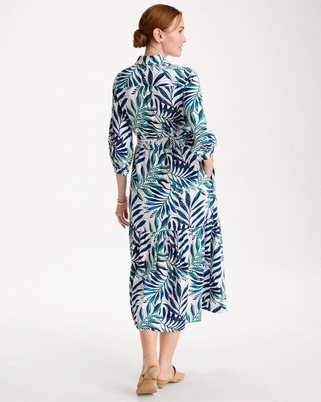 Palm Cotton-Rayon Slub Shirtdress - image 3